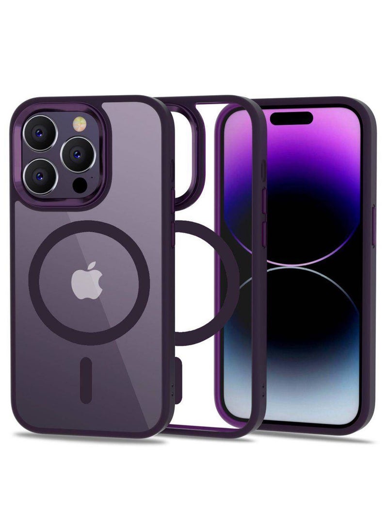 Qubits Connect Magnetic Protective Case 360 Protection Clear Case Hard PC with Built-in Strong Magnets Compatible with MagSafe Designed for iPhone 14 Pro Max 6.7 inch - Purple  - Image 1