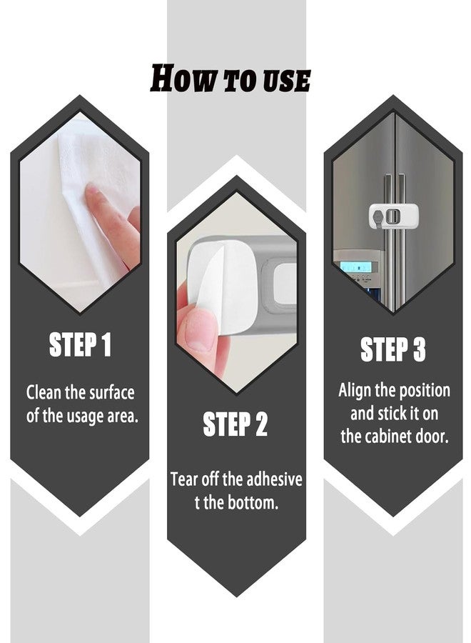 BLIXAR Refrigerator Safety Locks, Fridge Locks for Kids Children, Child Proof Safety Cabinet Door Lock for Drawers Oven Wardrobes Freezers, Fridge Lock for Toddlers No Tools Need or Drill (2, Grey) - Image 4