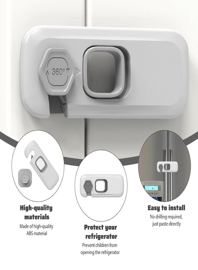 BLIXAR Refrigerator Safety Locks, Fridge Locks for Kids Children, Child Proof Safety Cabinet Door Lock for Drawers Oven Wardrobes Freezers, Fridge Lock for Toddlers No Tools Need or Drill (2, Grey) - Image 3