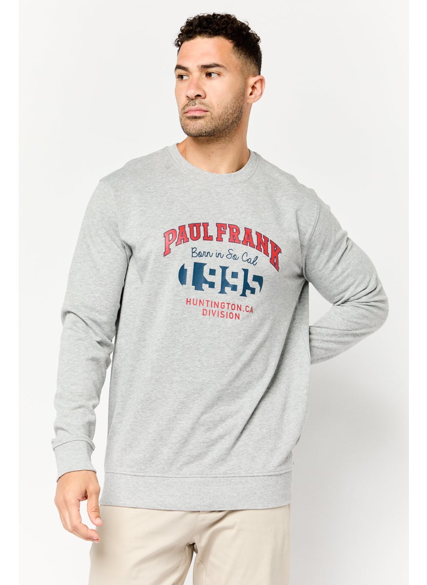 Paul Frank Men Crew Neck Graphic Print Long Sleeves Sweatshirt, Grey  - Image 1