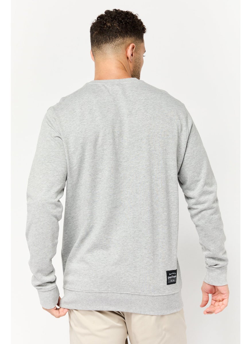 Paul Frank Men Crew Neck Graphic Print Long Sleeves Sweatshirt, Grey  - Image 3