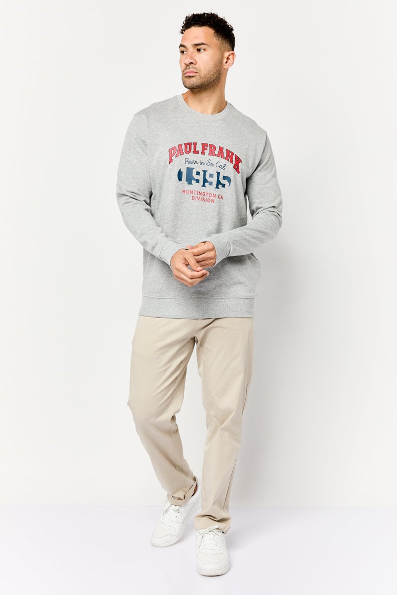 Paul Frank Men Crew Neck Graphic Print Long Sleeves Sweatshirt, Grey - Image 4