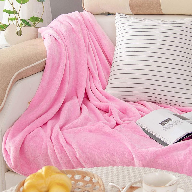 BSB HOME Micromink Summer Faishonable Sofa Throw/Sofacover Blanket -Soft Comfortable Breathable & Multi-Purpose-Light Pink - Image 5