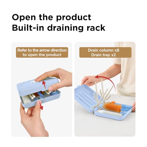 YOTIME Travel Bottle Brush, Travel Bottle Cleaner Kit with Foldable Bottle Drying Rack, for Visit Friends and Relations, Baby Travel Essentials, BPA Free, Blue - Image 4