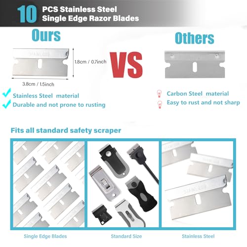 Gomake Razor Blade Scraper Tool with Blade Storage Container, Glass Cooktop Stove Scraper with 10PCS Stainless Steel Blades for Glass Clean,Paint,Old Label,Decal Sticker,Adhesive Remover - Image 3