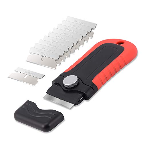 Gomake Razor Blade Scraper Tool with Blade Storage Container, Glass Cooktop Stove Scraper with 10PCS Stainless Steel Blades for Glass Clean,Paint,Old Label,Decal Sticker,Adhesive Remover - Image 1