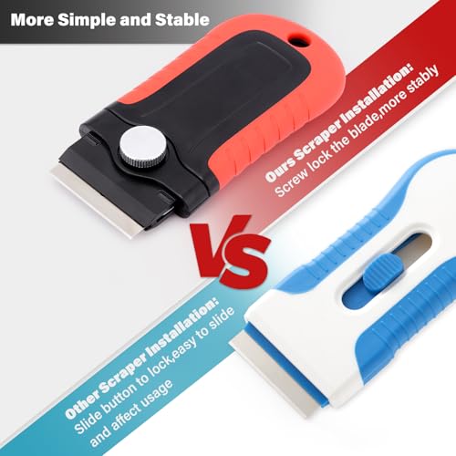 Gomake Razor Blade Scraper Tool with Blade Storage Container, Glass Cooktop Stove Scraper with 10PCS Stainless Steel Blades for Glass Clean,Paint,Old Label,Decal Sticker,Adhesive Remover - Image 4
