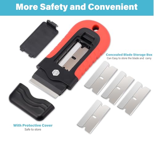 Gomake Razor Blade Scraper Tool with Blade Storage Container, Glass Cooktop Stove Scraper with 10PCS Stainless Steel Blades for Glass Clean,Paint,Old Label,Decal Sticker,Adhesive Remover - Image 2