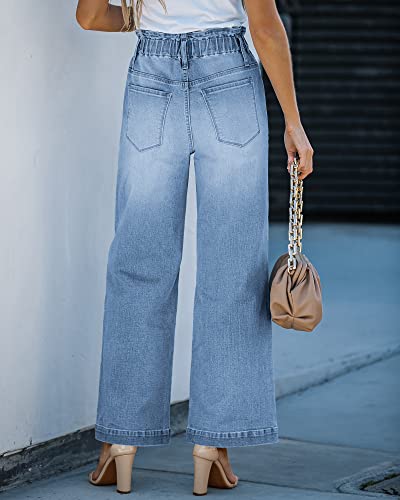 GRAPENT Women's Womens Jeans High Waisted Mom Jeans Flared High Waist Wide Leg Color Azure Mood Large Size 12 Size 14 - Image 2