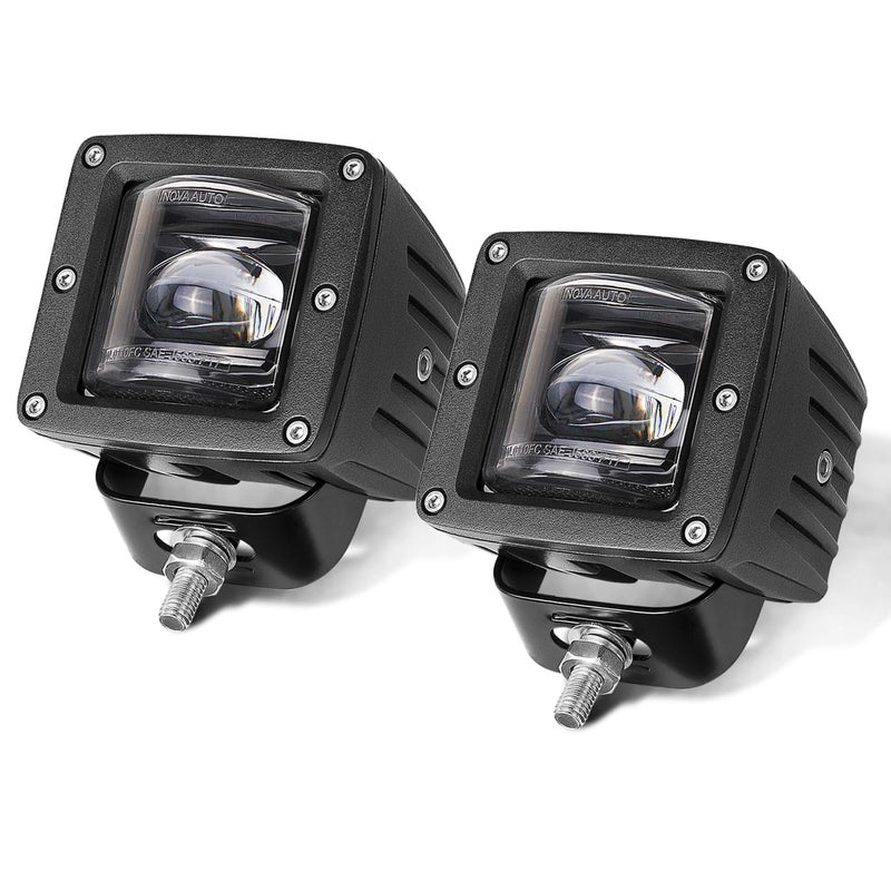 AKD Part 3 SAE LED Fog Lights Street Legal DOT Approved Square LED Cubes Cutoff Beam Fog Pods Lights 2pcs for Trucks Pickup SUV Car Wrangler Toyota Nissan Ram