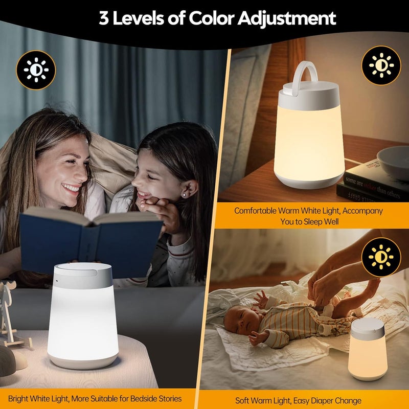 Children's Night Light: White Rechargeable Portable Touch Sensor - Stepless Dimming Memory Function LED Nursing Light for Kids Nursery Toddler Bedside Sleep Aid - Image 4