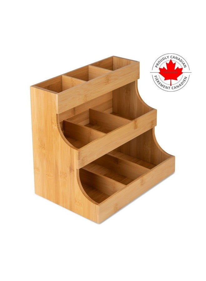 Theodore THEODORE Vertical Bamboo Tea Bag Organizer - Holds 180 Bags - Elegant Wooden Storage Box for Home, Office, Café - Also Holds Sugar Packets and Creamers  - Image 2