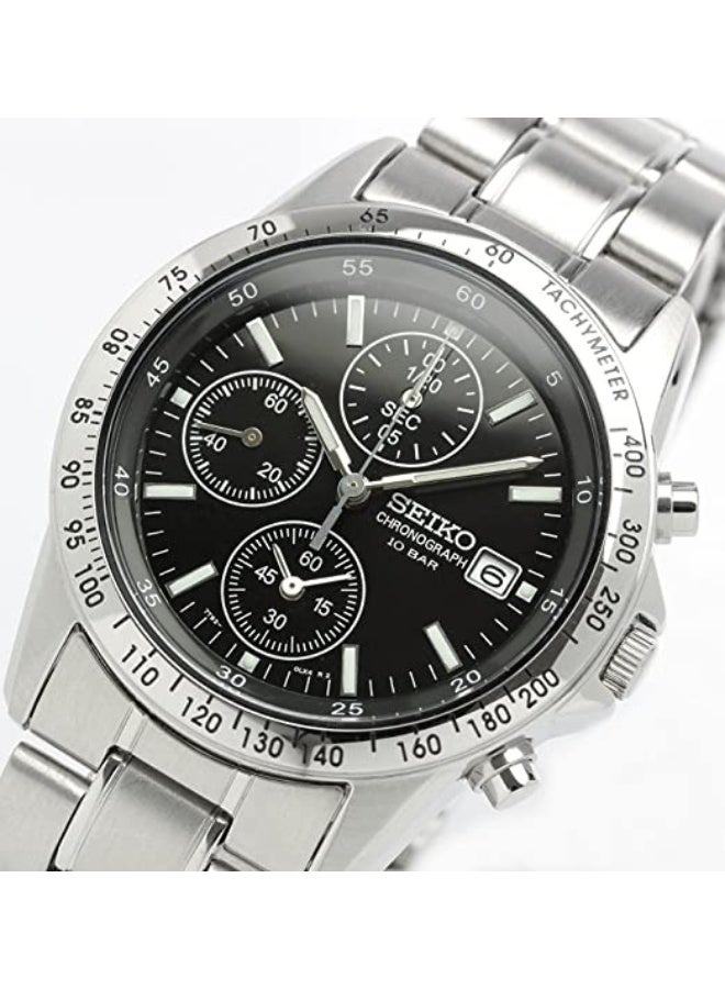 Seiko Limited Edition Spirit Chronograph Watch SBTQ041, 38.5 mm Black Dial, Stainless Steel Bracelet, 100 M WR - Image 1