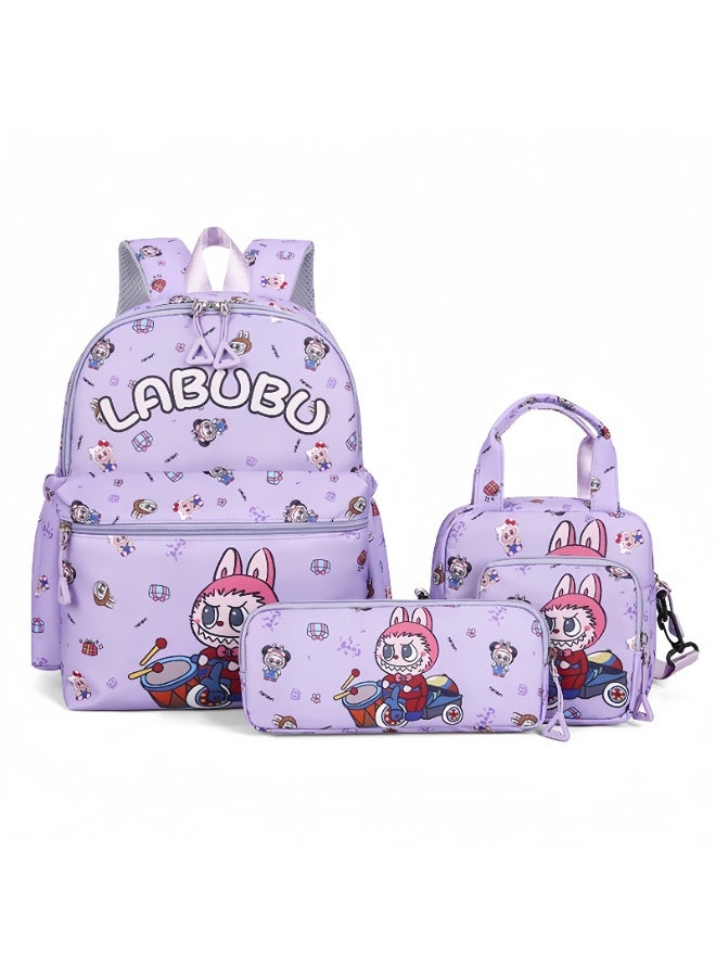 لابوبو حقيبة ظهر Labubu للأولاد والبنات في المرحلة الابتدائية، حقيبة أقلام، حقيبة رسول، حقيبة مدرسية للأطفال بسعة كبيرة، مطبوعة برسومات كرتونية لطيفة - Image 1