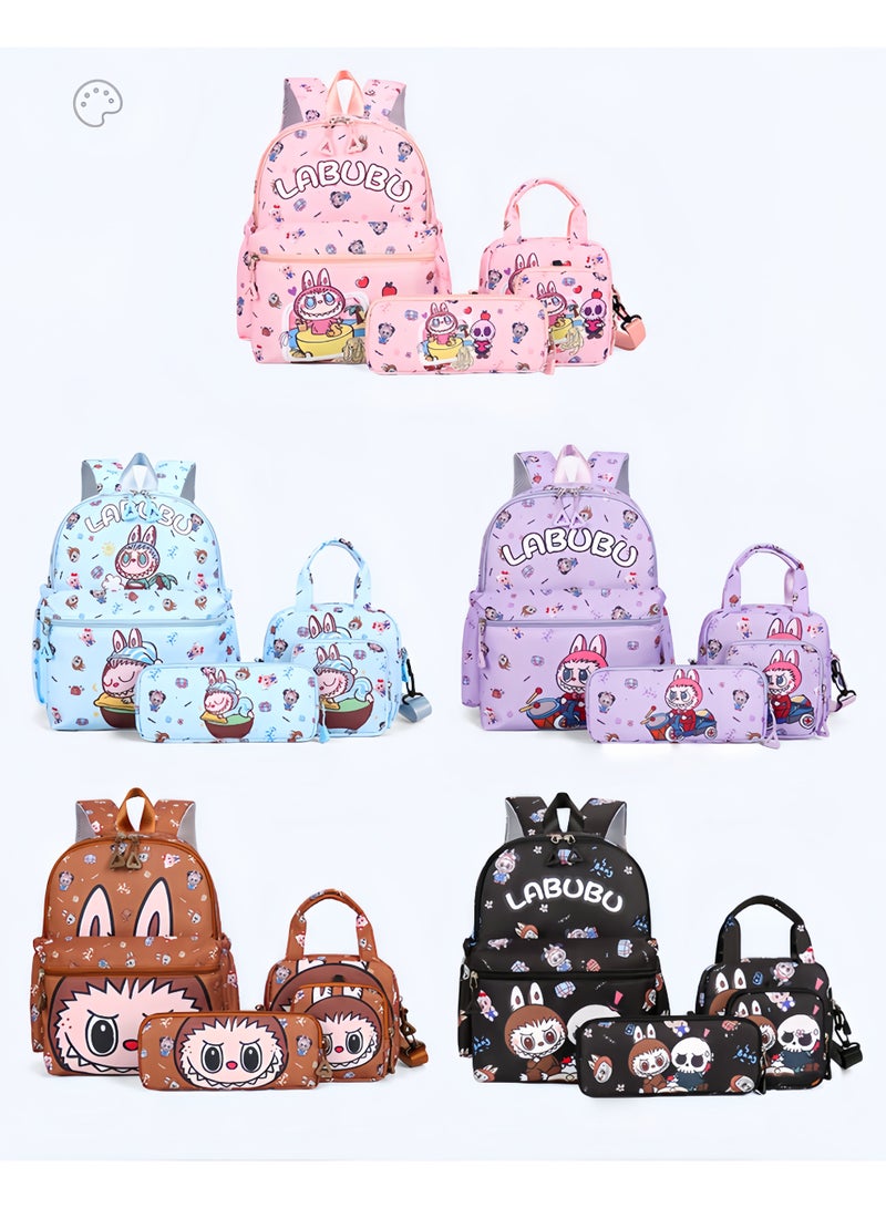 لابوبو حقيبة ظهر Labubu للأولاد والبنات في المرحلة الابتدائية، حقيبة أقلام، حقيبة رسول، حقيبة مدرسية للأطفال بسعة كبيرة، مطبوعة برسومات كرتونية لطيفة - Image 3