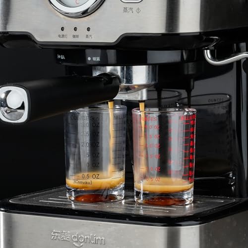 BCnmviku Shot Glass Measuring Cup 3 Ounce/90ML Liquid Heavy High Espresso Glass Cup Black Line - Image 5