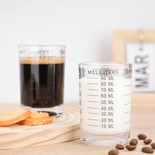BCnmviku Shot Glass Measuring Cup 3 Ounce/90ML Liquid Heavy High Espresso Glass Cup Black Line - Image 4