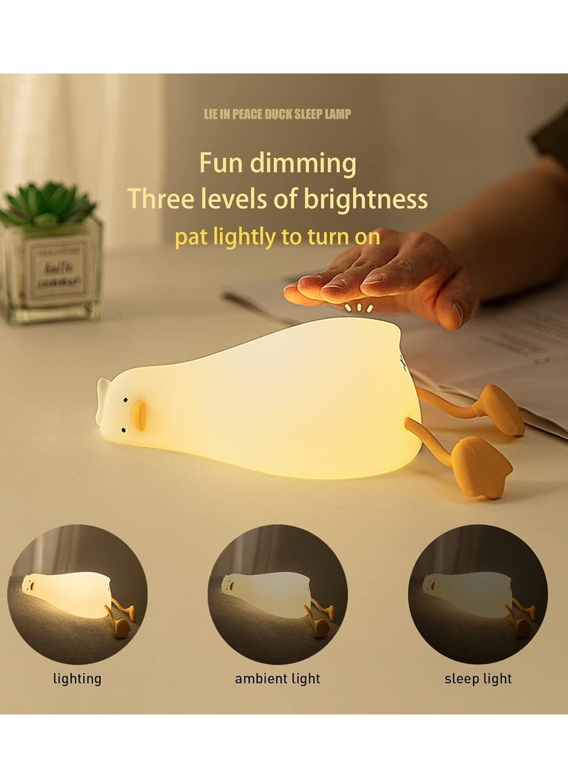 ELTRAZONE Lying Flat Duck Night Light – LED Squishy Duck Lamp, Rechargeable Silicone Dimmable Nursery Nightlight | Touch Control Bedside Lamp for Breastfeeding, Cute Finn the Duck Night Light for Kids - Image 5