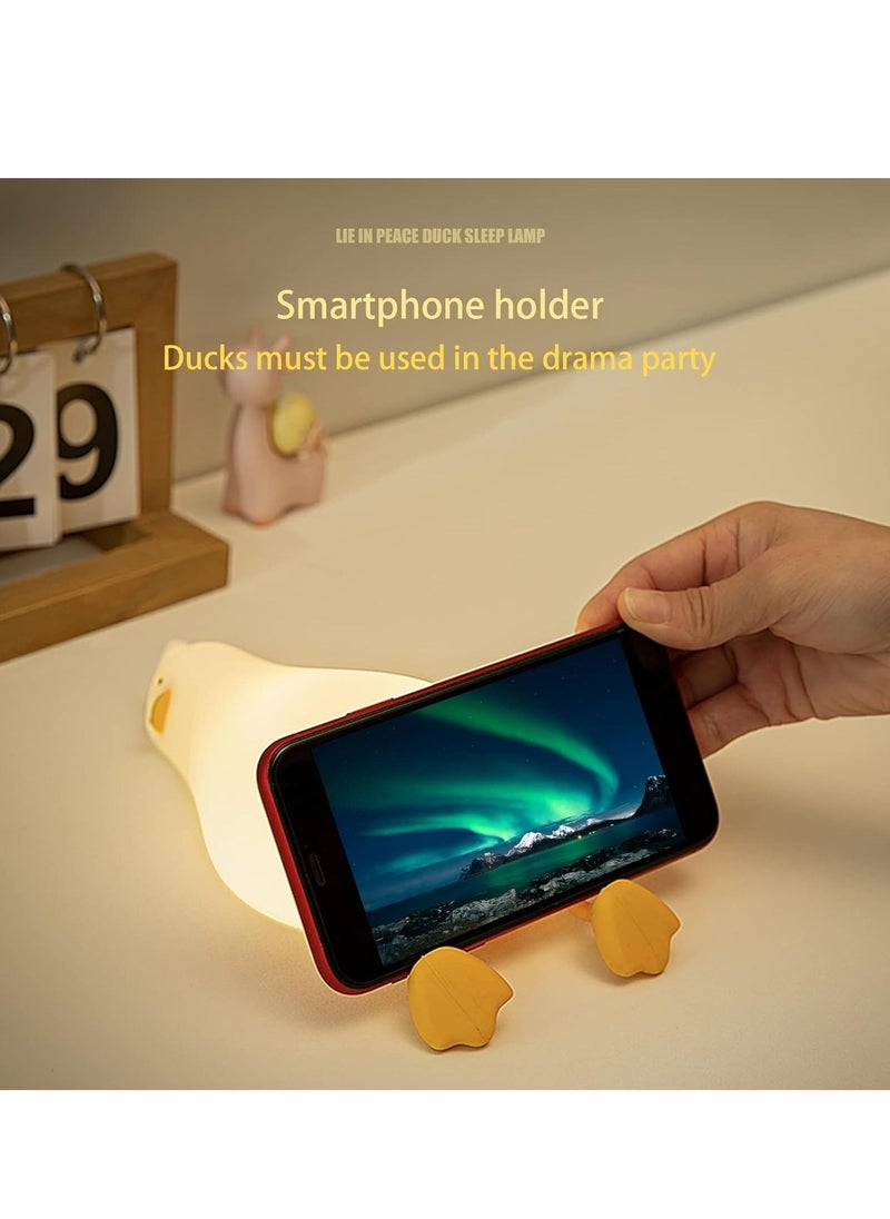 ELTRAZONE Lying Flat Duck Night Light – LED Squishy Duck Lamp, Rechargeable Silicone Dimmable Nursery Nightlight | Touch Control Bedside Lamp for Breastfeeding, Cute Finn the Duck Night Light for Kids - Image 3