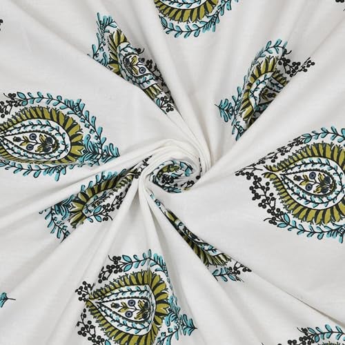 ElanorHomes 240 TC Cotton Double King Size Bedsheet | Ultra-Soft & Skin-Safe | Breathable Summer Comfort | 90x108 inches with 2 Pillow Covers (Syahi Paisley) - Image 2