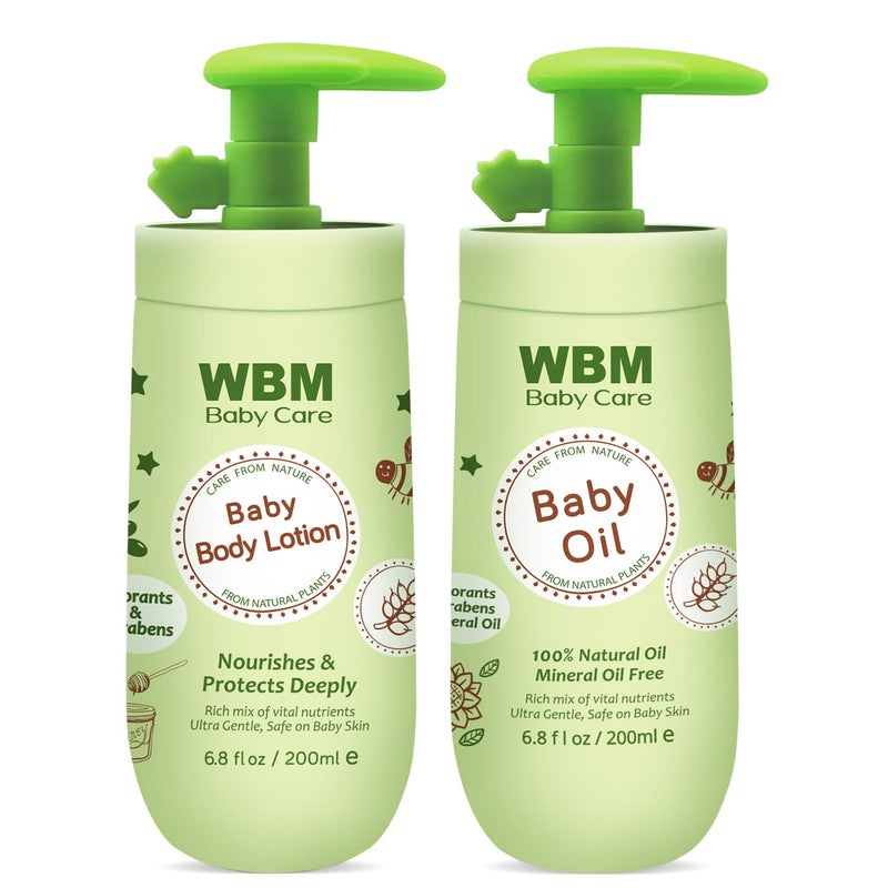 WBM Baby Oil  Baby Lotion Set For Soft and Healthy Skin Care Moisturizing  Nourishing Newborn Essentials With 100 Natural Ingredients and Vitamin E - Image 1