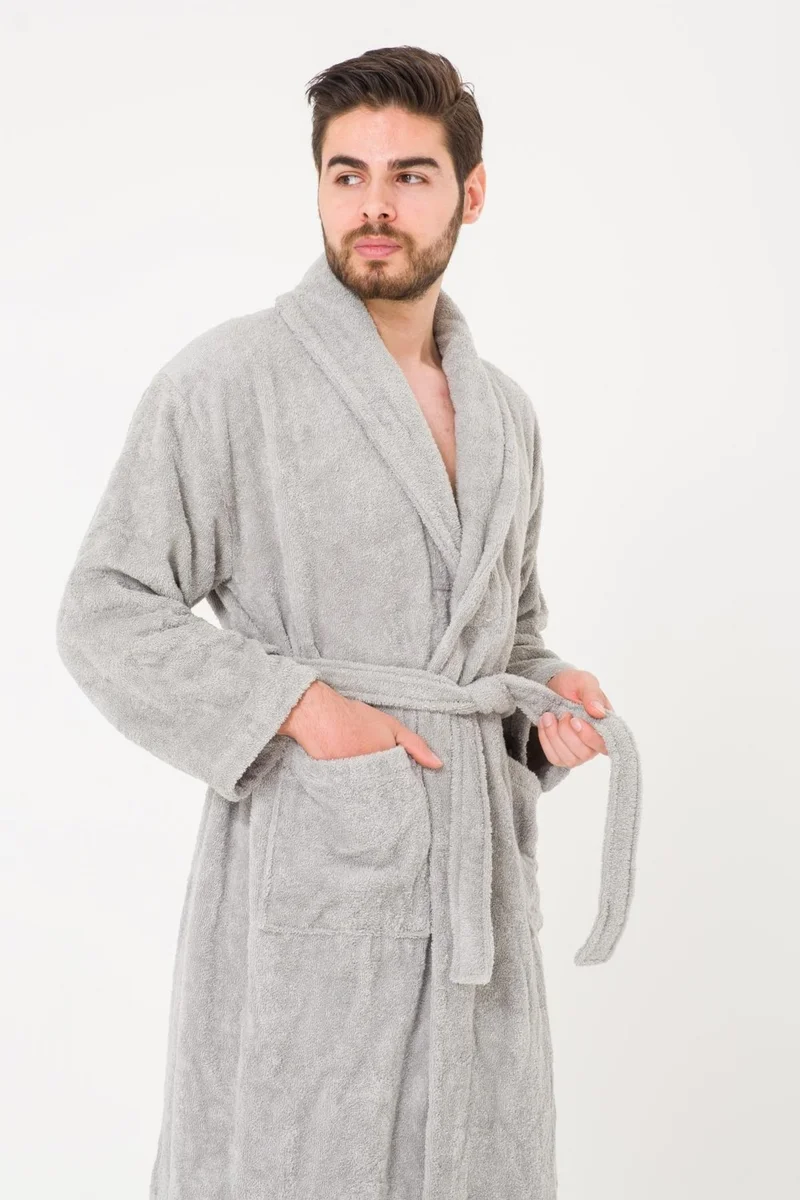 كوتن كونسيبت Plain and Cotton Shawl Collar Men's Bathrobe