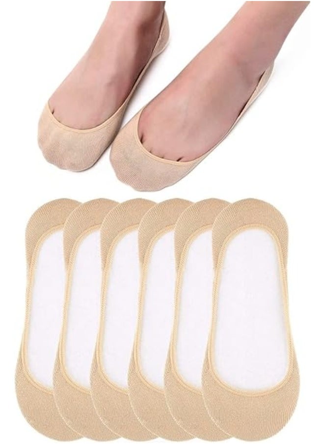 Be-Queen 6 Pairs No Show Socks for Women - Free Size - Invisible Liners - Non Slip Thin Ultra Low Cut Hidden Anti-Slip (Beige (Skin), 6)  - Image 2