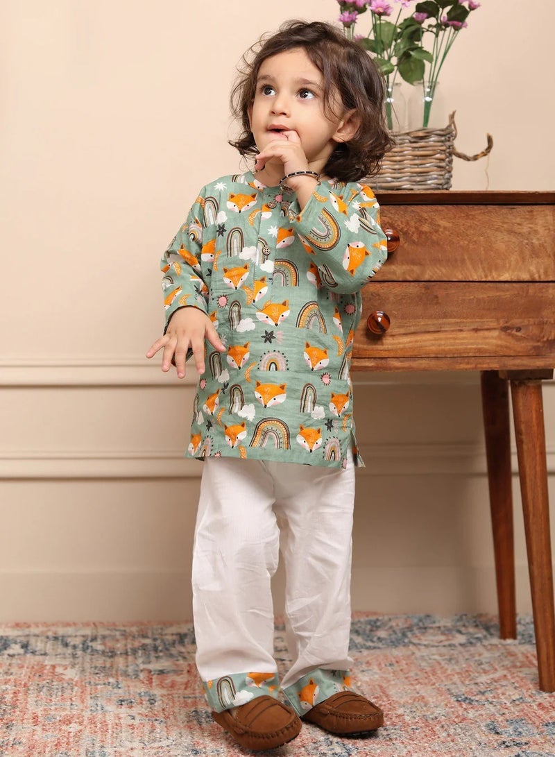 بولكاتوتس بيجامة كورتا وولف بأكمام كاملة من Polka Tots - قوس قزح  - Image 2