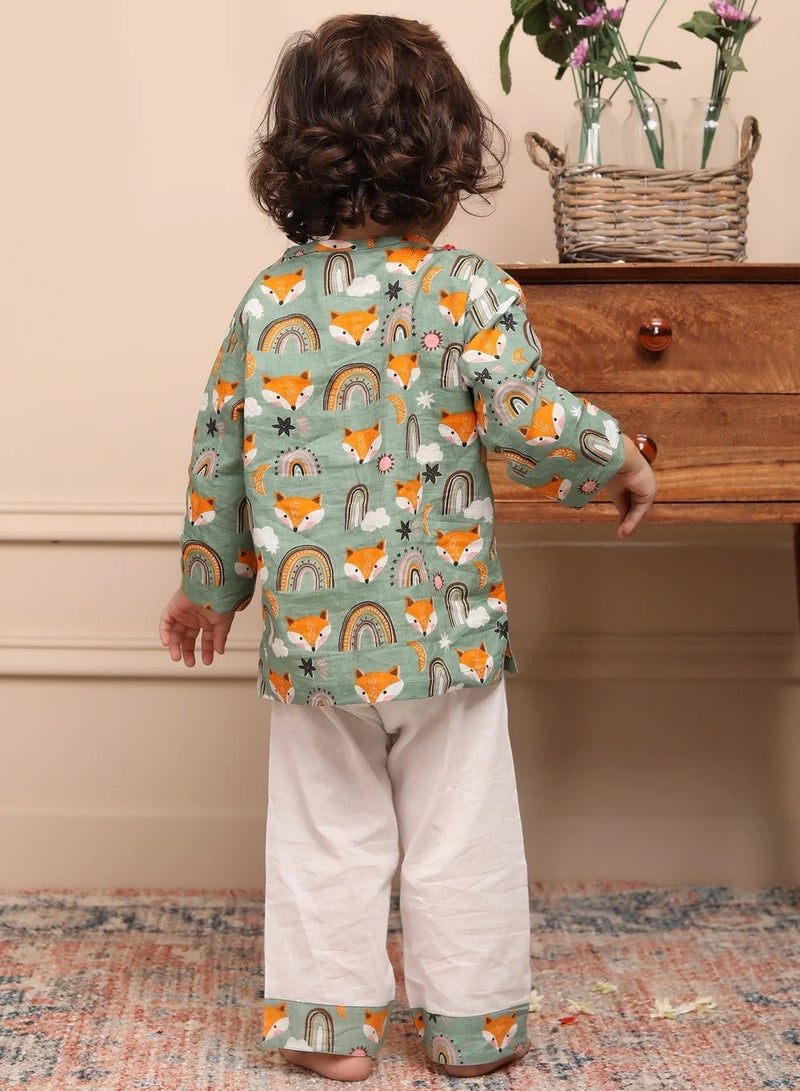 بولكاتوتس بيجامة كورتا وولف بأكمام كاملة من Polka Tots - قوس قزح  - Image 3