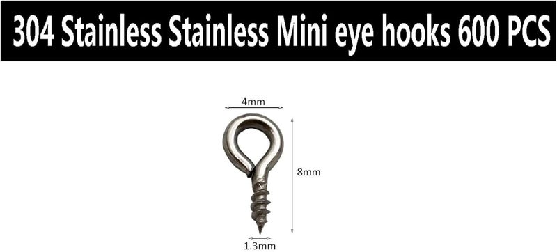 IDEALSV 600 Pcs (304) Stainless Steel Small Screw Eye Pin 4mm x 8mm Eyelet Hook for Jewelry Tiny Screws Hooks Ring - Image 2