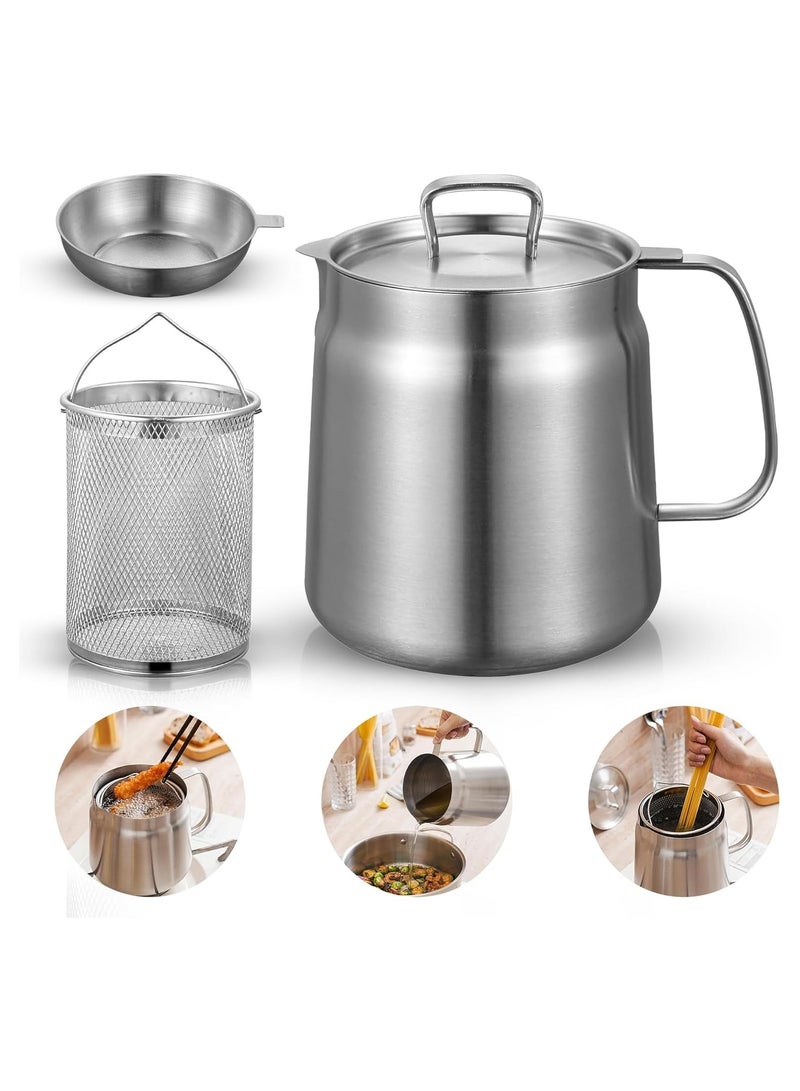 general Stainless Steel 304 Oil Strainer, 2L - High-Resistance Multi-Purpose Fryer, Ideal for Bacon, Chicken, Pasta, Asparagus, and Oil Storage. Durable, Safe, and Easy to Use - Perfect for Chefs and Cooking Enthusiasts - Image 1