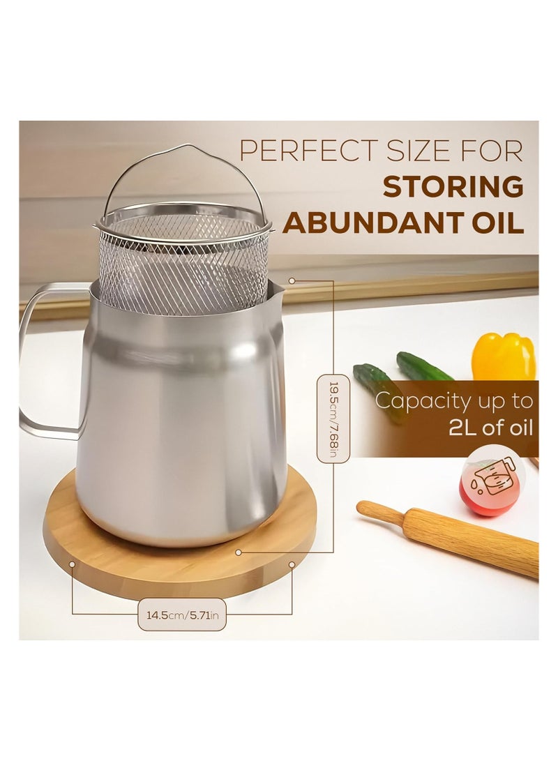 general Stainless Steel 304 Oil Strainer, 2L - High-Resistance Multi-Purpose Fryer, Ideal for Bacon, Chicken, Pasta, Asparagus, and Oil Storage. Durable, Safe, and Easy to Use - Perfect for Chefs and Cooking Enthusiasts - Image 4