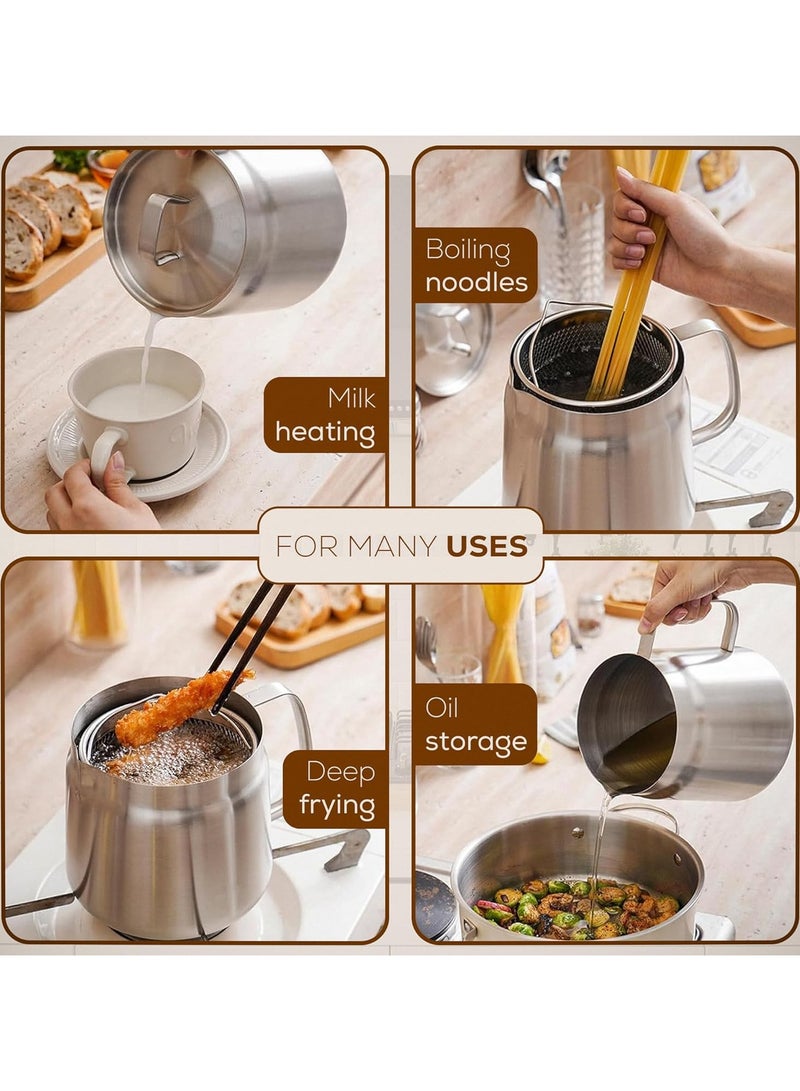 general Stainless Steel 304 Oil Strainer, 2L - High-Resistance Multi-Purpose Fryer, Ideal for Bacon, Chicken, Pasta, Asparagus, and Oil Storage. Durable, Safe, and Easy to Use - Perfect for Chefs and Cooking Enthusiasts - Image 5