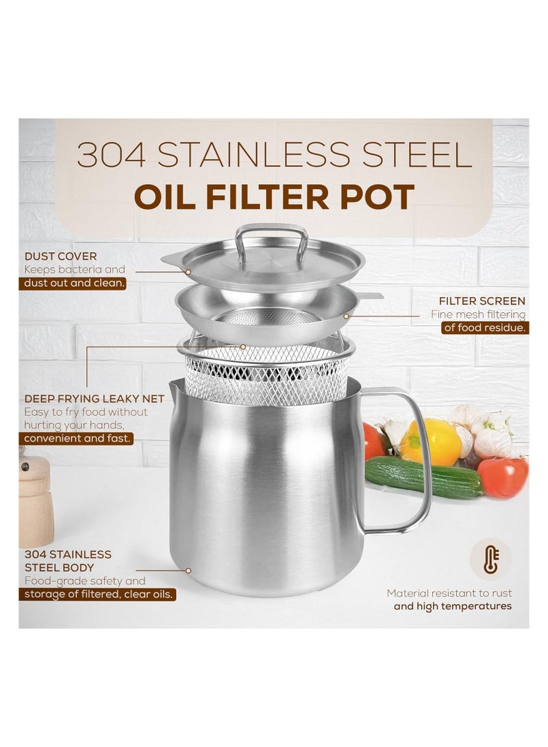 general Stainless Steel 304 Oil Strainer, 2L - High-Resistance Multi-Purpose Fryer, Ideal for Bacon, Chicken, Pasta, Asparagus, and Oil Storage. Durable, Safe, and Easy to Use - Perfect for Chefs and Cooking Enthusiasts - Image 2