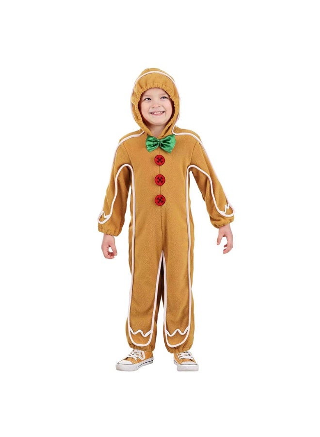 NIBEMINENT أزياء أداء رجل خبز الزنجبيل للأطفال، أزياء أداء بطل الفطائر لطلاب المدارس الابتدائية، وأزياء مسرح حيوانات كرتونية للأطفال الصغار - Image 1