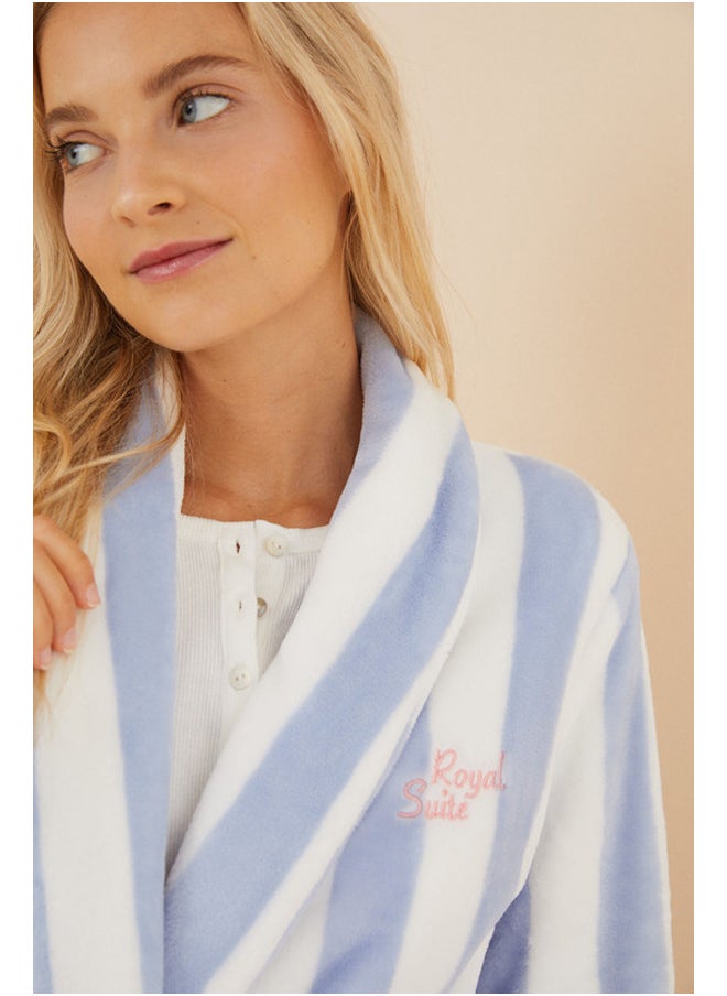 women'secret - Blue striped polar robe - Image 1