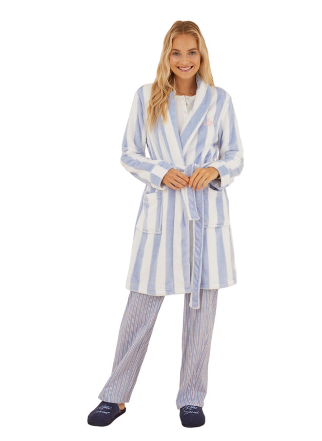 women'secret - Blue striped polar robe - Image 1