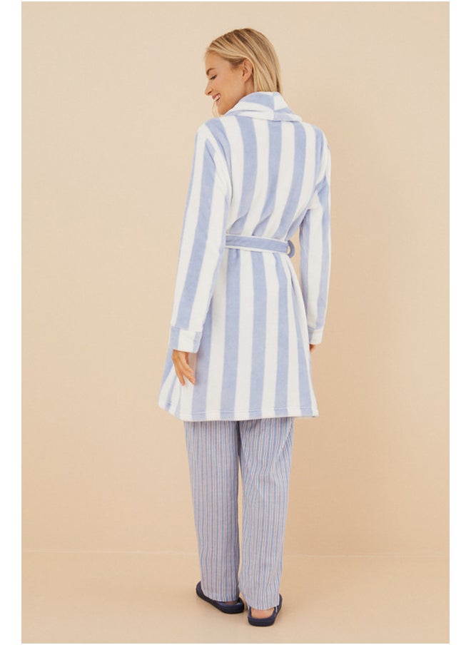 women'secret - Blue striped polar robe - Image 1