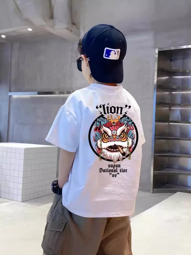 Boys' Cotton Short-Sleeved T-Shirt For Boys And Girls National Tide Middle-Aged Children'S New Summer Chinese Style Summer Clothes Children'S Half-Sleeved - Image 5