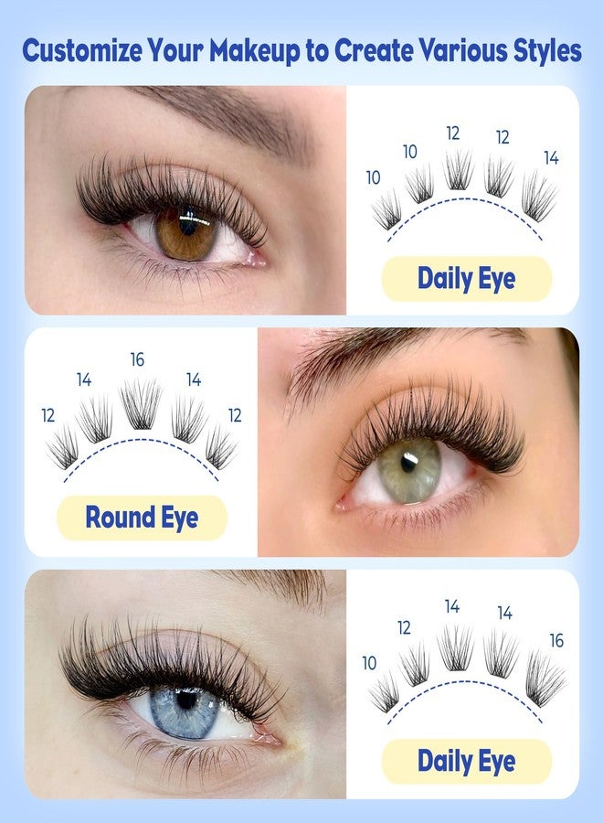 wiwoseo Natural Lash Clusters Kit Eyelash Clusters Wispy Cluster Eyelash Extensions Kit C Curl Lashes Clusters Kit DIY Lash Extension with Lash Bond and Seal, 8-16mm, 144 pcs - Image 2