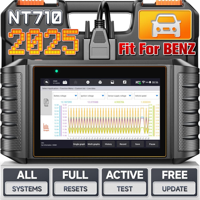FOXWELL NT710 fit for MercedesBenz OBD2 Scanner Full System Diagnostic Scan Tool Bidirectional Control All Free Resets Air SuspensionABS BleedingOilSRSEPB Code Reader Auto VIN WiFi Update