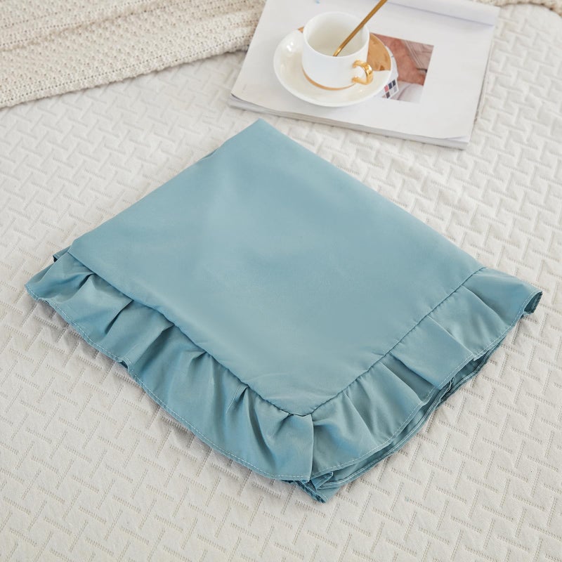 Merryword Dusty Blue Body Pillow Cover 20x54inches Long Pillowcase Ruffled Pillowcases Shabby Chic Ruffled Fringe Decor Body Ruffled Pillow Sham Cute Pillowcase (1 Body  Dusty Blue) - Image 5