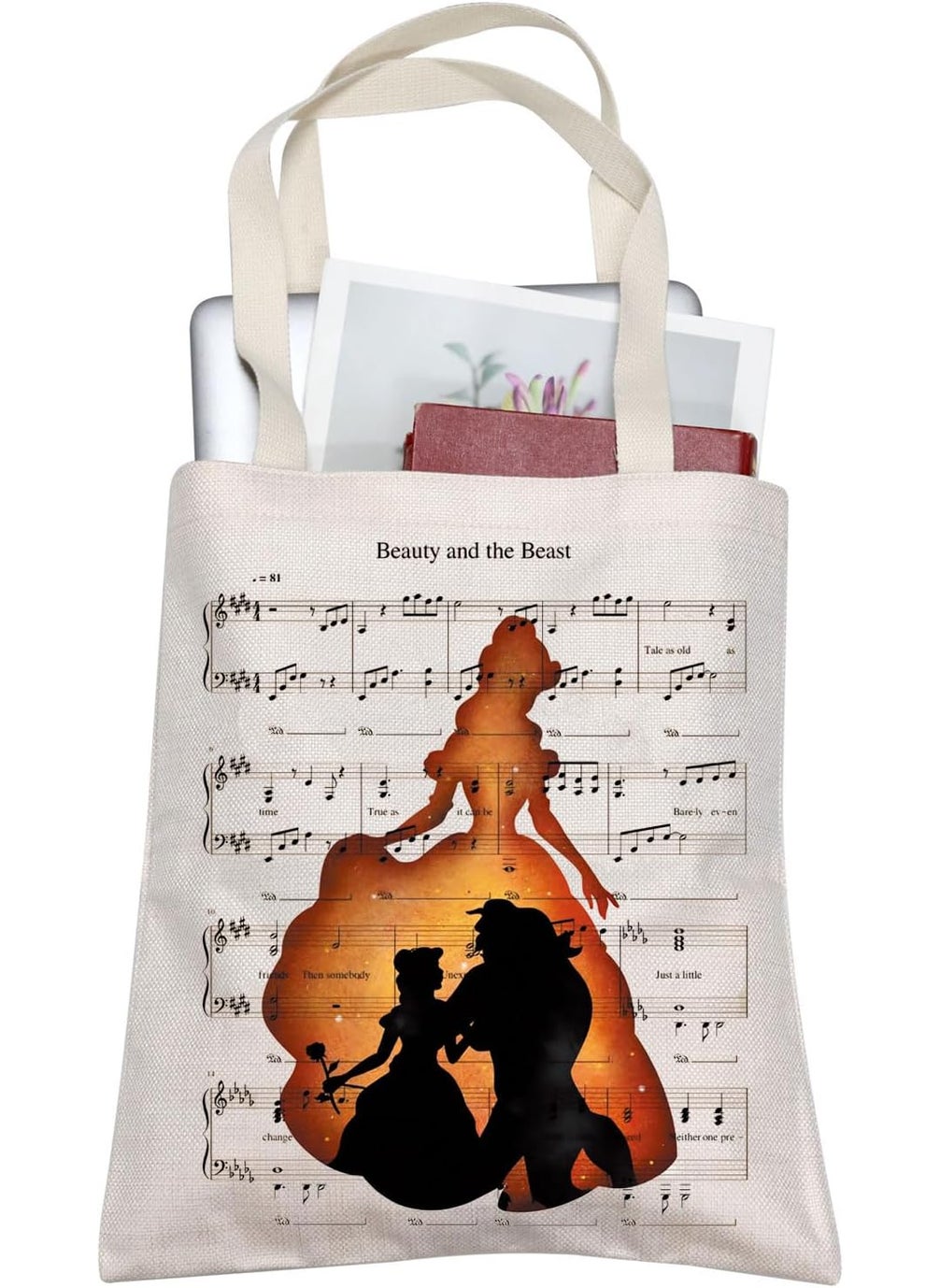 TOBGBE TOBGBE Fairy Tales Gift Beauty Movie Inspired Tote Bag Beauty Fairy Princess Big Capacity Bag For Women Beast Fans Gift 