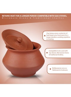 BHANVI BHANVI Handcrafted Terracotta Brown Mitti Round Curd Handi Traditional Earthenware for Authentic Taste and Natural Storage R2 975 ML  - Image 4