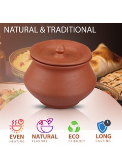 BHANVI BHANVI Handcrafted Terracotta Brown Mitti Round Curd Handi Traditional Earthenware for Authentic Taste and Natural Storage R2 975 ML  - Image 3