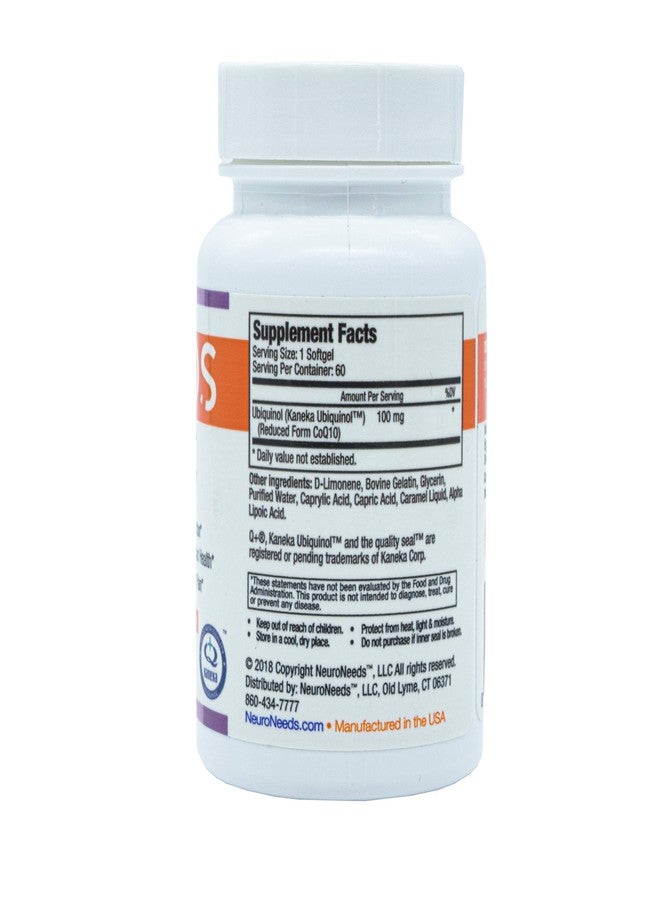 Neuro Needs كيو نيدز® كو كيو إتش-سي إف يوبيكوينول 100 ملغ كو كيو 10، مثبت سريريًا، توصيل مُحسّن لامتصاص أقصى، دعم مُعزز للميتوكوندريا، مضاد للأكسدة لصحة القلب، 60 كبسولة هلامية - Image 3