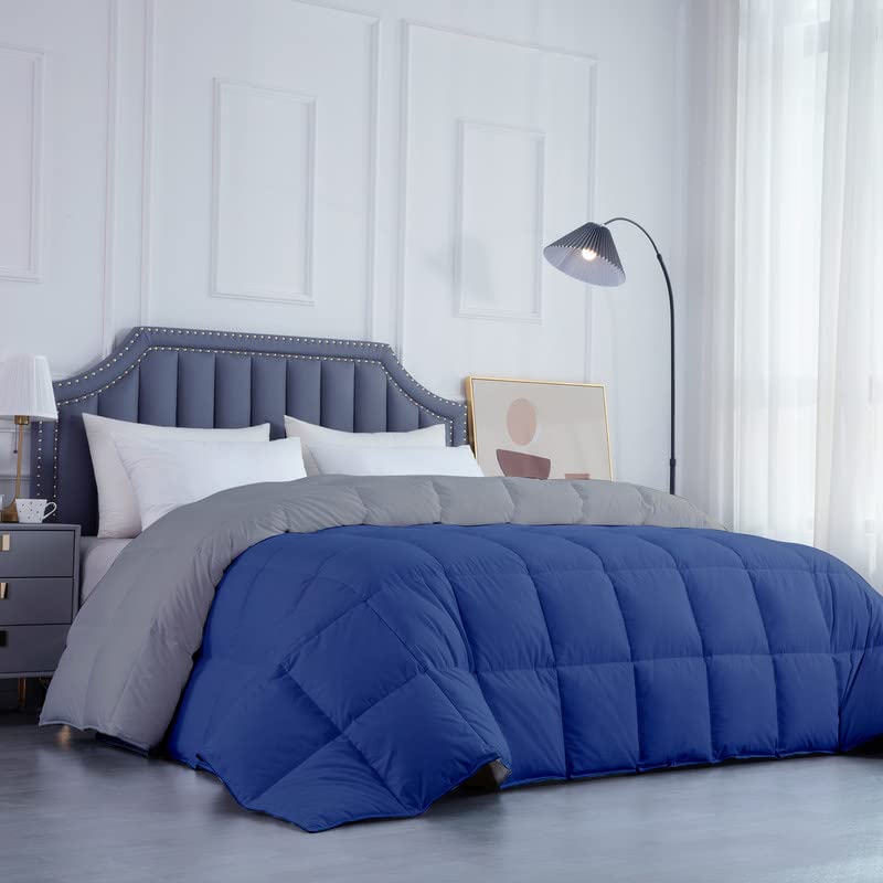 Razzai MammaYo Razzai Down Alternative Soft Quilted 300 GSM All Weather Comforter (90" x 100" Inches/228cm x 254cm) - Double Bed Comforters|Silver/Medium Blue| TC - 400 - Image 2