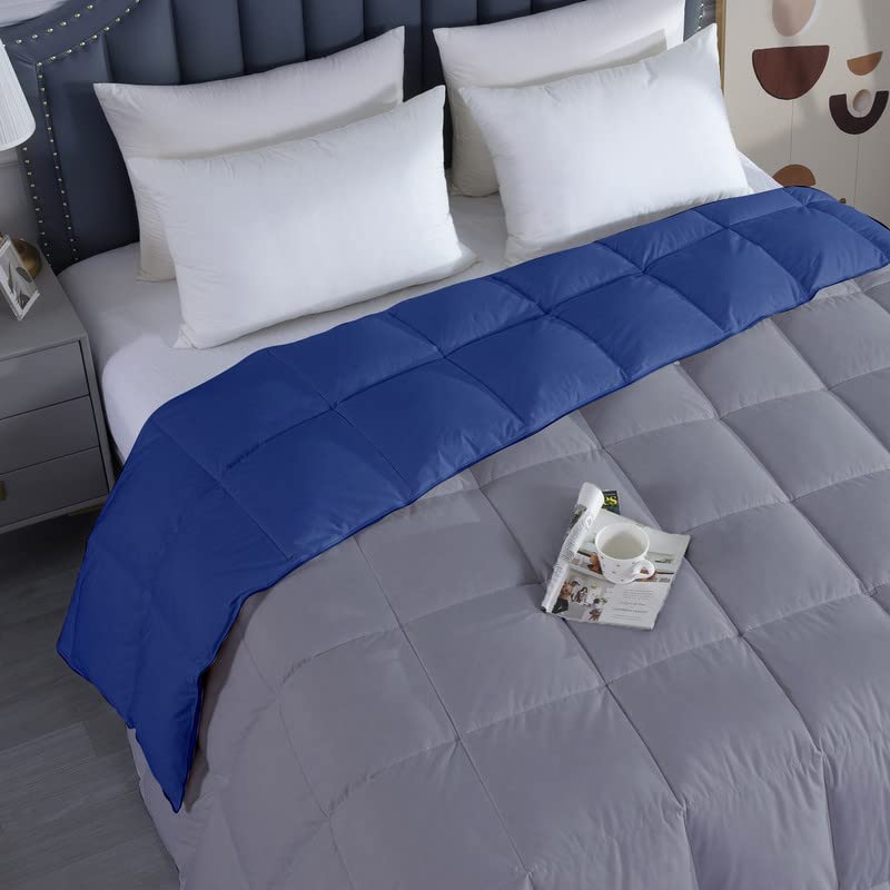 Razzai MammaYo Razzai Down Alternative Soft Quilted 300 GSM All Weather Comforter (90" x 100" Inches/228cm x 254cm) - Double Bed Comforters|Silver/Medium Blue| TC - 400 - Image 4