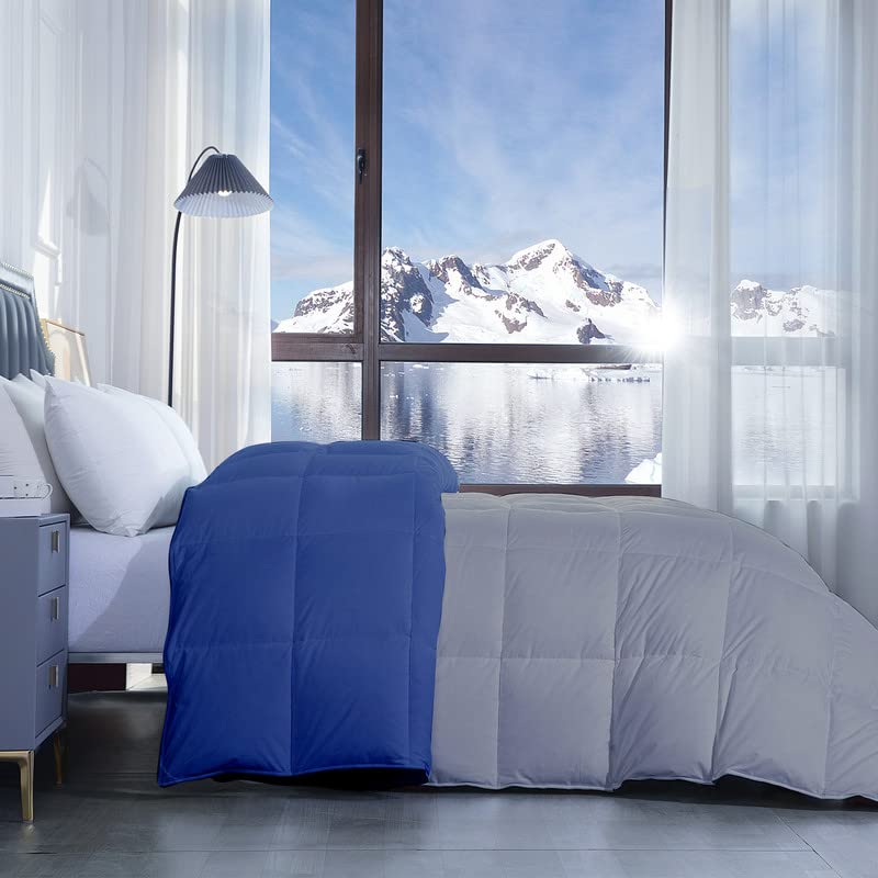 Razzai MammaYo Razzai Down Alternative Soft Quilted 300 GSM All Weather Comforter (90" x 100" Inches/228cm x 254cm) - Double Bed Comforters|Silver/Medium Blue| TC - 400 - Image 3