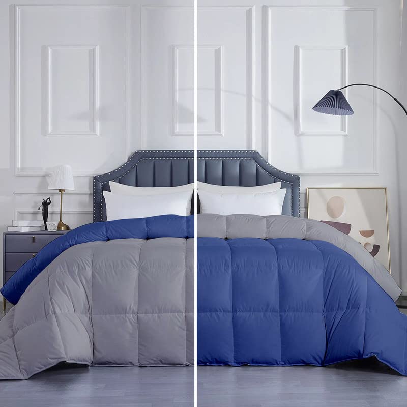 Razzai MammaYo Razzai Down Alternative Soft Quilted 300 GSM All Weather Comforter (90" x 100" Inches/228cm x 254cm) - Double Bed Comforters|Silver/Medium Blue| TC - 400 - Image 1